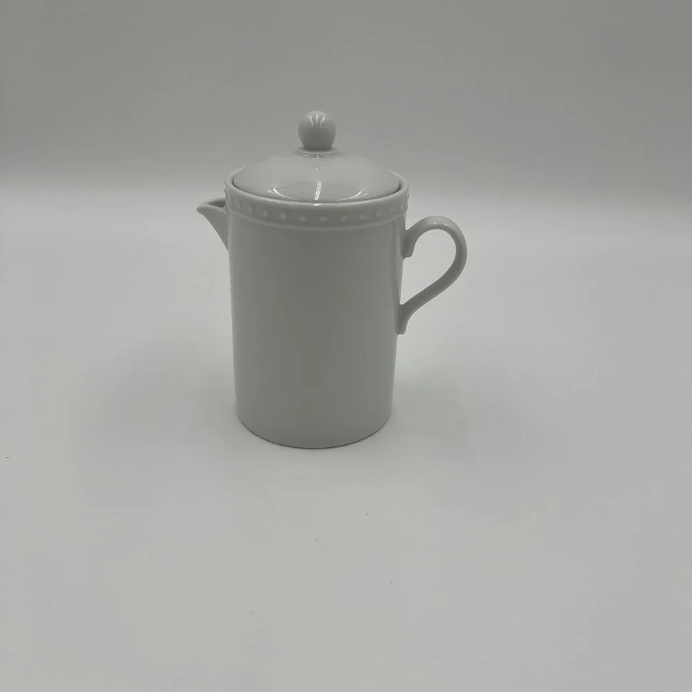Crate‎ Barrel Staccato Creamer Pitcher Coffee Tea Pot with Lid Kathleen Wills